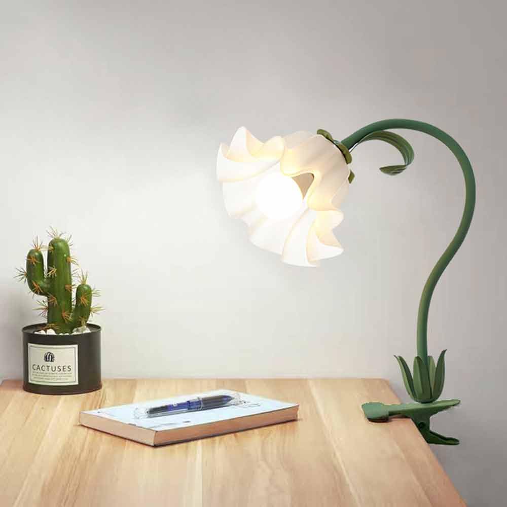 Jadssox Blumen-Tischlampe, Clip-on-Licht, moderne Schreibtisch-Leseleuchte, flexible Schwanenhals-Klemmlampe, florale Arbeitsbeleuchtung, E27, Clip-on-Lampen für Schreibtisch, Klavier, Kopfteil, Schla