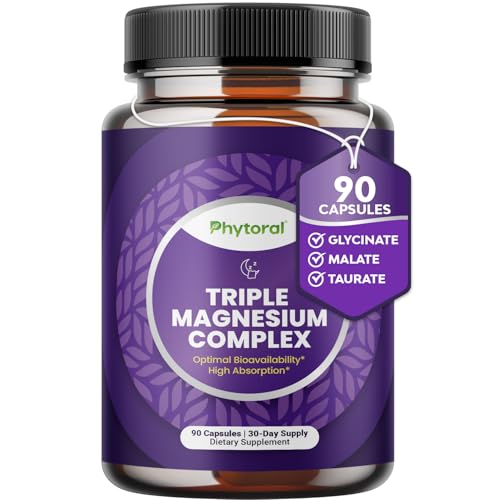 Highly Potent Magnesium Complex Capsules - Triple Magnesium Blend with Taurate Glycinate and Malate...