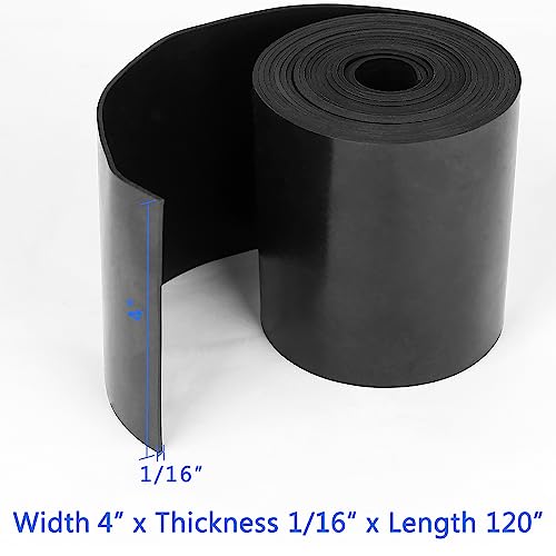 Image of WochiTV Solid Rubber Strips Rolls, 4 inch Wide x 1 /16 inch Thick x 120 inch Long Neoprene Rubber Sheets Perfect for DIY Gasket Material, Sealing, Liner, Shield, Padding, Mat