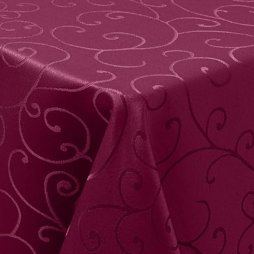 Homaxy Nappe lavable rectangulaire 100x140cm en polyester, chemin de table jacquard, ornements, résistante aux taches, facile d'entretien, bordeaux