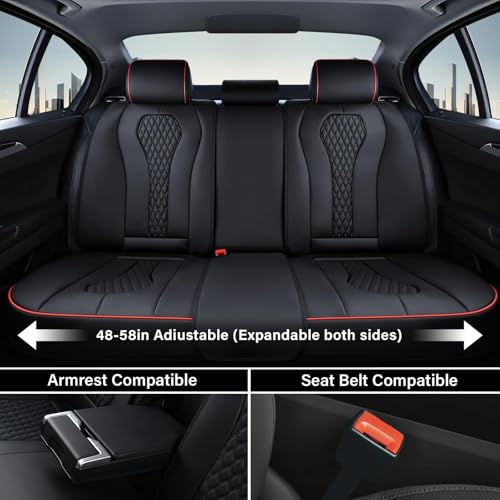 Image of Coverado Automotive Seat Covers 5 Seats, Leather Seat Covers Fullset, Black Car Seat Covers, Luxury Car Seat Covers, Seat Cushion, Driver Seat Covers, Car Seat Protector Universal Fit Most Cars