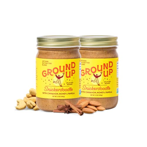 Ground Up Almond & Cashew Nut Butter - Snickerdoodle - Peanut-Free, Dairy-Free, Gluten-Free - 2 Jars 12oz
