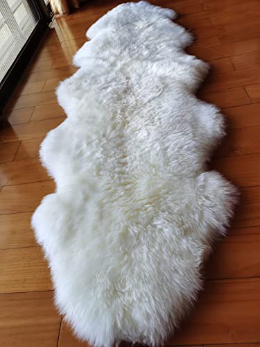 Starose New Zealand Double Sized Sheepskin Rug Floor Area Rug Natural White 78"X 27" #TOP7