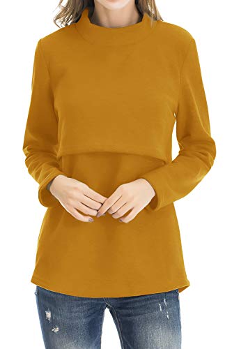 Image of Smallshow Women's Fleece Nursing Tops Shirts Long Sleeve Breastfeeding Clothes