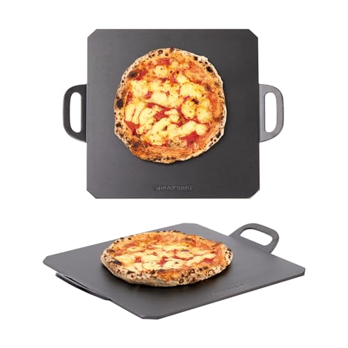 ROCKSHEAT 18 x 14 inch Pizza Steel, Premium Carbon Steel Baking Plate for Perfectly Crispy Pizzas and Breads, Dual Handles, Ideal for Home and Commercial Use