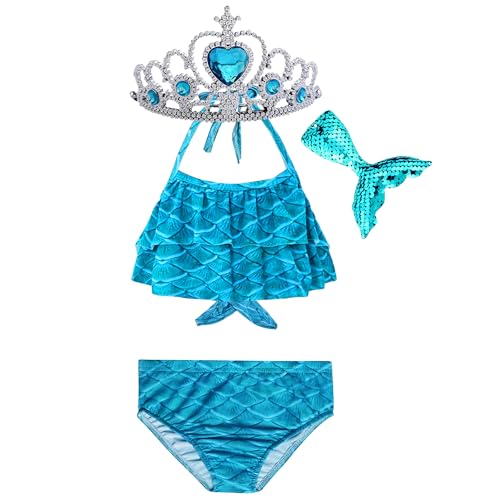 Image of Toddler Girls Ruffle Swimsuit Bathing Suits 3-12Y Ocean Blue