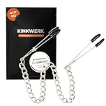 KINKWERK Nippelklemmen für intensive Stimulation und Spielvergnügen | Präzise einstellbare Intensität durch Metallring für Frauen und Männer | Hautfreundlich mit weichen Gummipolstern für Brustwarze