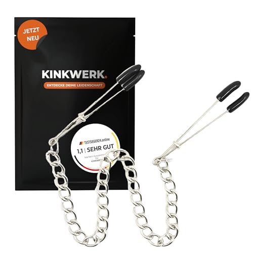 KINKWERK Nippelklemmen für intensive Stimulation und Spielvergnügen | Präzise einstellbare Intensität durch Metallring für Frauen und Männer | Hautfreundlich mit weichen Gummipolstern für Brustwarze