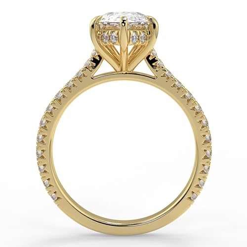 3ct Pear Cut Moissanite Solitaire Engagement Ring for Women Solid 10K 14K 18K Yellow Gold Promise Wedding Rings Gift for Her, Size 7 (D Color, VVS1 Clarity)2