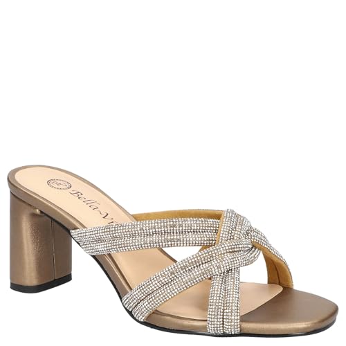 Bella Vita Womens Carmen Faux Suede Embellished Heels Bronze 9.5 Wide (C,D,W)