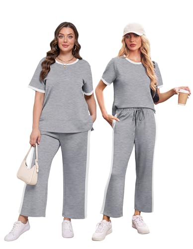 Image of XIEERDUO Women's 2 Piece Outfits Summer Lounge Sets Side Slit Loungewear
