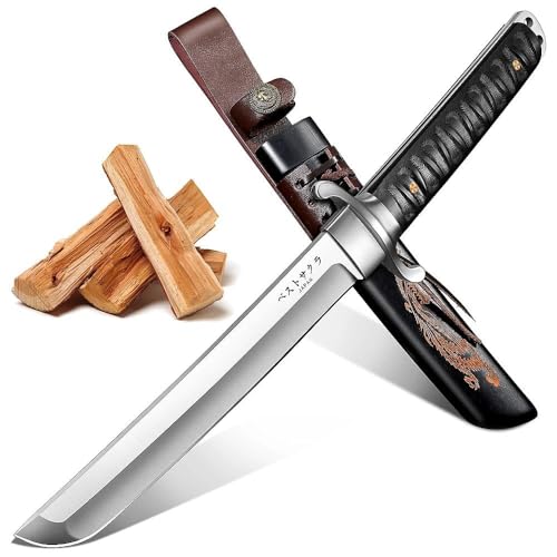 Japaknives Outdoor Messer Survival Tanto Messer Japan D2 Stahl Machete Scharf Echt 5mm Dick...