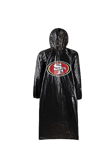 Image of NFL Waterproof Rain Poncho for Adults, Sporty, Elastic Sleeves and Drawstring Hood, Unisex Rain Coat