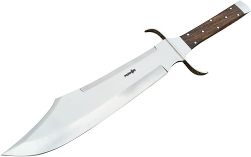 Perkin Cuchillo de caza con funda de cuero, hoja de acero 440C con mango de madera de nogal