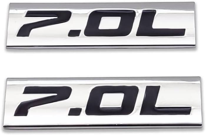 2X Chrome Metal 7.0L Logo Car Emblem Premium 3D 7.0 V8 Badge Auto Door Fender Sticker Side Wing Decal (7.0L,Silver&Black)