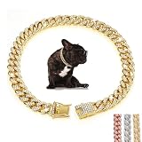 Silberfarbene Hundehalskette für große Hunde, glitzernde Strasssteine...