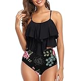 Sunflower Swimsuits Tankini Bathing Suit for Women Tummy Control Tankini Top with High Waisted Bikini Bottom Swimwear