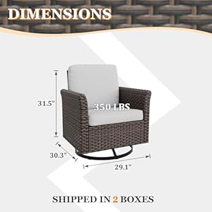 EAGLE PEAK Ocean Vista Outdoor Wicker Patio Chairs Deep Cushions Weather Resistant Rattan Furniture Set of 4 Swivel Rocking Chairs BrownBeige