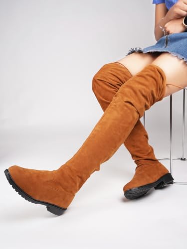 Image of JM LOOKS women Fashion Solid Heels Long Boots Over Knee High Boots Pull On Heels Stylish For Womens & Girls