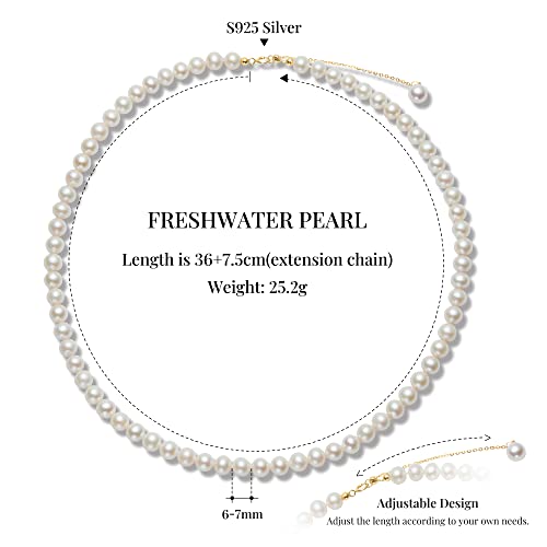 Pearl Necklace 17 Inches 5MM Round Freshwater Pearl Strand Necklace for Women/Mother Jewelry Gifts for Wedding Brides Birthday4