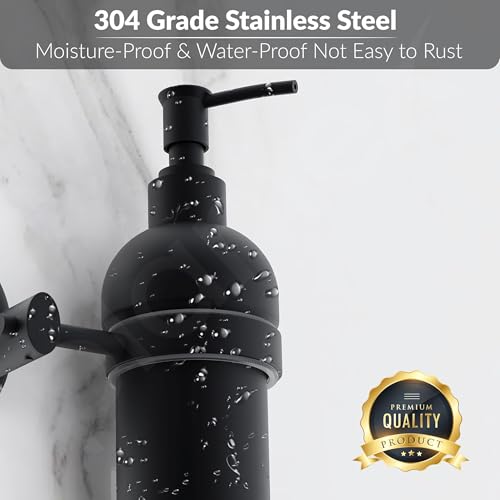 Image of Plantex Liquid Soap Dispenser for Bathroom /304 Grade Stainless Steel Wall Mount handwash Dispenser /Shampoo Dispenser /Bathroom Accessories - Oreva (Black)