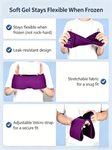 Image of Cooling Gel Eye Mask for Puffy Eyes, Migraine & Headache Relief, Full Eye-Area Cold Compress for Eyes & Temples, FSA Eligible HSA Reusable Eye Ice Pack for Swelling & Post-Surgery Recovery