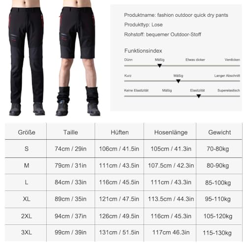 SANMIO Herren Wanderhose Zip Off Atmungsaktiv Arbeit Hosen Softshellhose Outdoor Sommer Funktionshose Trekkinghose Entfernbar Schnell Trockend (mit Gürtel) Grün, 3XL