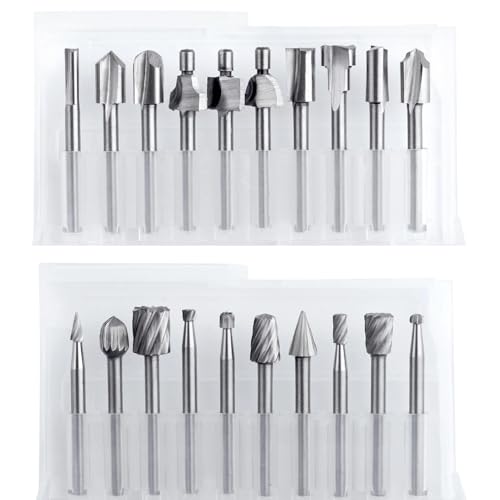 SPEEDWOX 20PCS Wood Carving Bits Engraving Router Bit Router Engraving Bits Hss Routers Bit Set 1/8