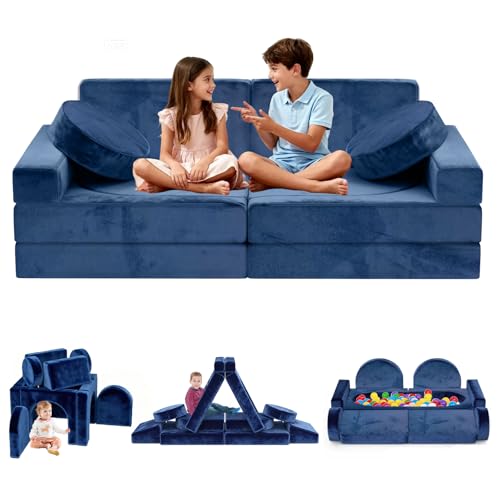 JWPEHOE 12pcs Modular Kids Play Couch - CPC Certified Convertible