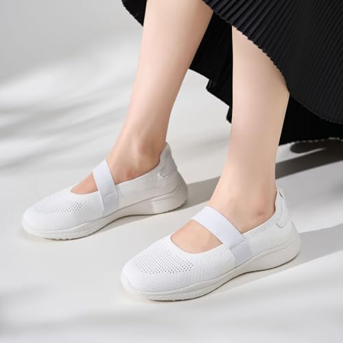 Image of HONHOLD Women's Casual Knit Mary Jane Flat Shoes with Arch Support