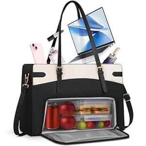 RAINSMORE Werktas voor dames met geïsoleerd koelvak Shopper Dames Laptoptas 15,6 inch Grote Handtas Business Tas Aktentas Lerares Tas