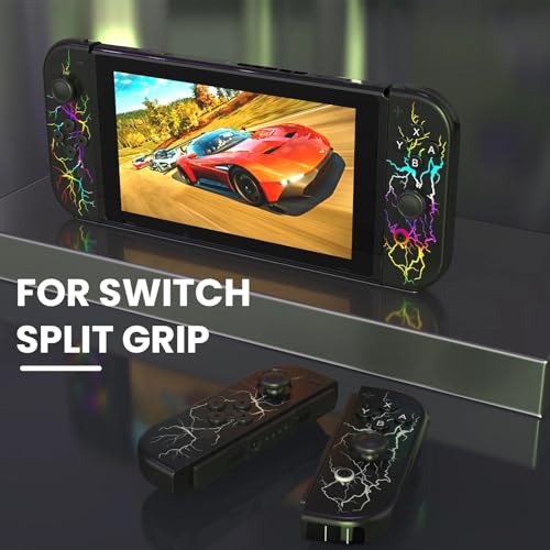 Nintendo Switch Joy-Con Controller Replacement, RGB Lightning Effects, Motion Control and Dual Vibration, Black