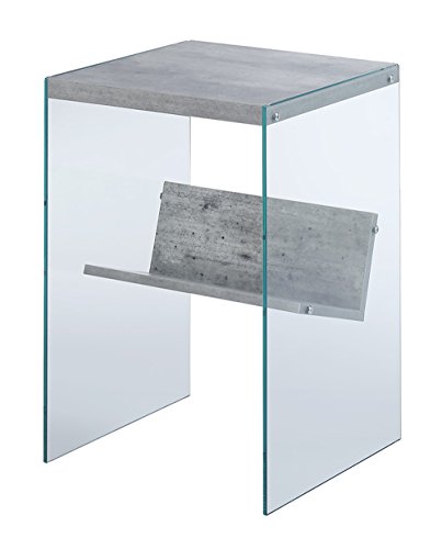 Convenience Concepts Soho Glass End Table With Shelf, Faux Birch/Glass #TOP3