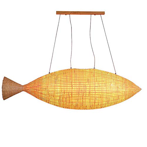 Kronleuchter Lampe , Südostasien Bambus Weben Kronleuchter Kreative Persönlichkeit Handstrickende Deckenleuchte Fisch geformt Retrostil Hängelampe Natürliche ursprüngliche Ökologie Umweltschutz Licht Cover
