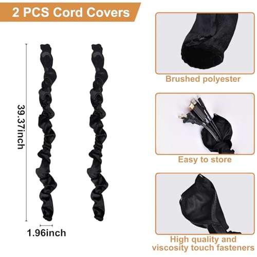 Image of Chandelier Chain Cover 2 Pack Touch Fasteners Black 3.28 Feet Brushed Polyester Fabric Chain Sleeve for Chandelier Cord Cover Decorative Cord Hider Easy Install