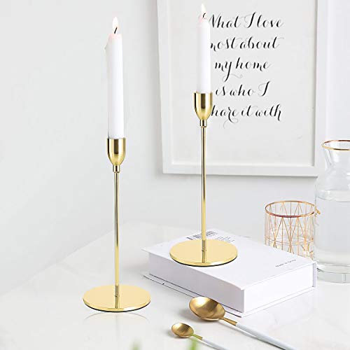 image for Urban Deco Taper Candle Holders Gold Table Decorative Candlestick Hold
