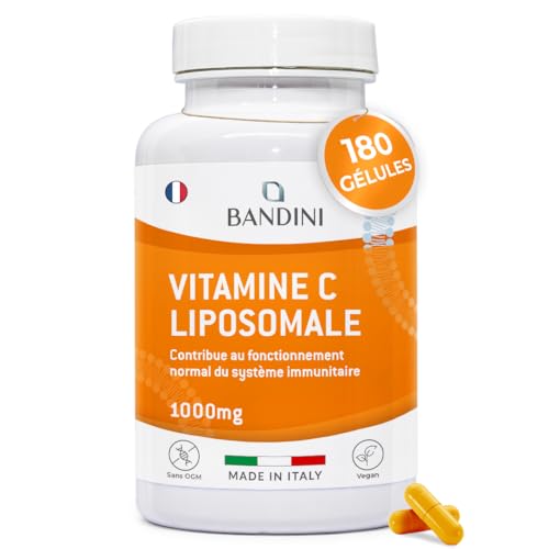 Bandini® Vitamine C Liposomale 1000mg, 180 Gélules Vegan (3 mois), Acide Ascorbique à Haut Dosage, Haute Absorption et Biodisponibilité, Antioxydant, Système Immunitaire, Vit C pour Réduire la Fatigue