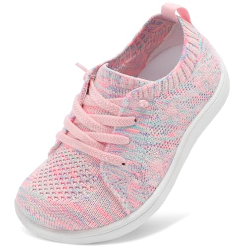BARERUN Toddler Girl Boy Shoes Wide Slip on Boys Girls Sneakers Tennis Shoes Zero Drop Minimalist Barefoot Bowling Cheer Sneakers Pink Size 9 Wide Toddler