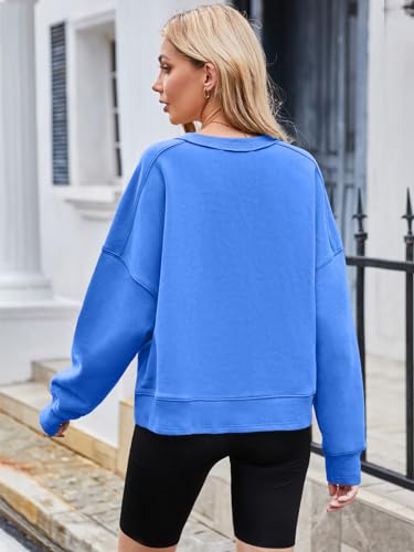MEROKEETY Women's Oversized Cropped Sweatshirts Crewneck Trendy Workout Pullover Sweater Fall Outfits3