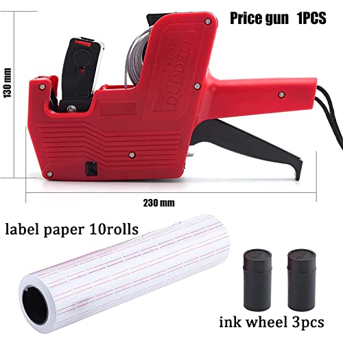 مسدس تسعير من 8 ارقام من تي كيه تي تي بي دي، مجموعة مسدس تسعير مع 4000 قطعة من الملصقات واعادة تعبئة الحبر للمكتب ومتجر البيع بالتجزئة ومتجر البقالة (احمر)