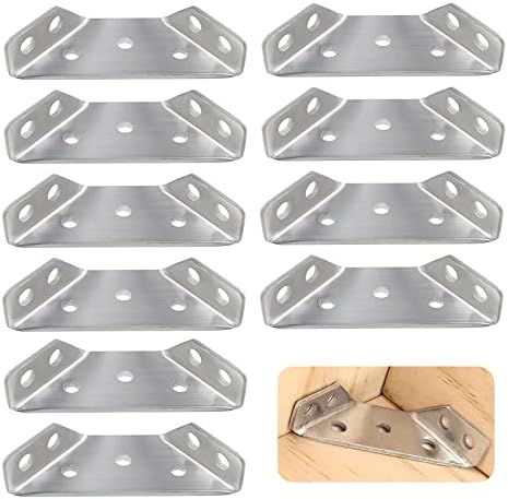Sollbry 10 Pezzi Connettori Angolari A L In Metallo Con Foro A 90 Connettori Per Legno Staffa Angolare Larga Staffa Angolare Resistente Per Fissaggio E Riparazione Di Mobili 87622517 - Foto 4