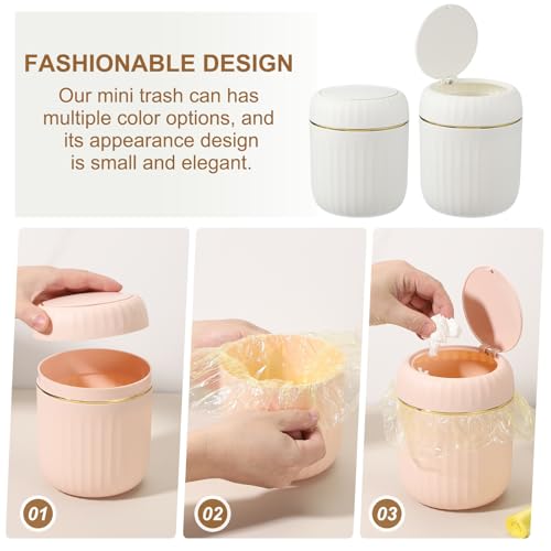 Mini caneca de basura con tapa para escritorio 2.2L blanca miniatura 5