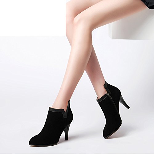 Chaussures à talon sombre en cuir avec fermeture éclair pour femmes - 2
