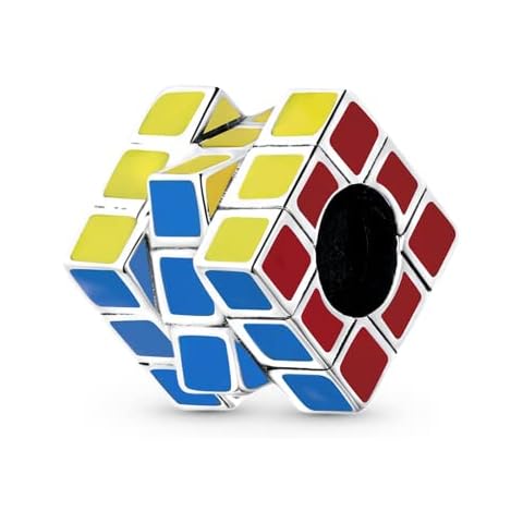 GNOCE Rubik's Cube Charm Bead 925 Sterling Silver Charm Inlaid with Enamels Fit Bracelet/Necklace for Women Girls Wife Daughter Cover