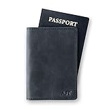 PEGAI Personalized Passport Cover 100% Soft Touch Rustic Leather, Travel Document Holder Organizer C
