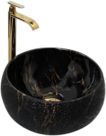 Cuba Pia Louça Cerâmica Apoio Banheiro 39x39cm Black Pearl
