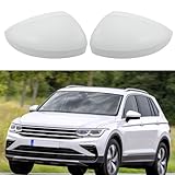 Compatible with Volkswagen Tiguan 2018-2020 Mirror Cover Replacement,VW Allspace L MK2 Mirror Cap Driver & Passenger Side,Left & Right Side Door Rearview Cover,Clip-on(1 Pair),Super White