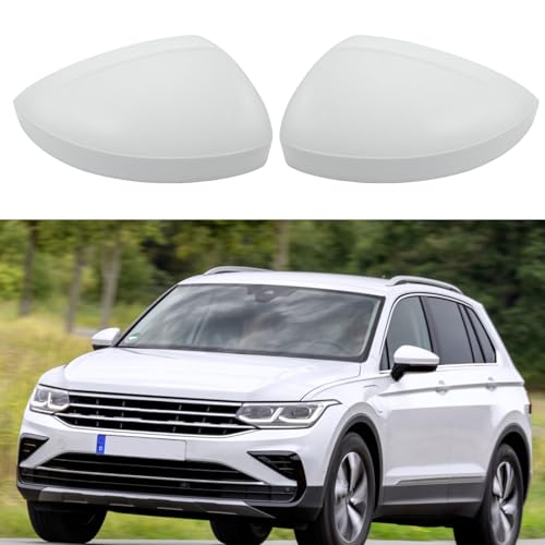 Compatible with Volkswagen Tiguan 2018-2020 Mirror Cover Replacement,VW Allspace L MK2 Mirror Cap Driver & Passenger Side,Left & Right Side Door Rearview Cover,Clip-on(1 Pair),Super White