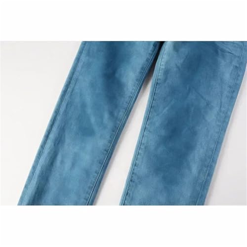 Mnjyihy Men's Distressed Stretch Skinny Ripped Jeans Ripped Jeans Basic Slim Fit Tapered Straight Leg Denim Pants4