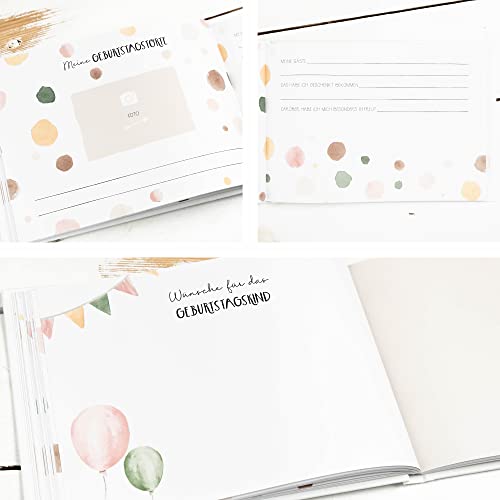 Geburtstagsbuch Erinnerungsalbum – Meine Geburtstage von 1 bis 12, Geschenk zum 1 Geburtstag für Mädchen und Jungs, DIN A5